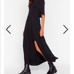 Nasty Gal Black Slit Midi Dress